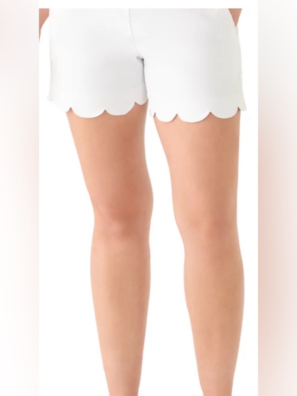 Crown & Ivy Petite Chino Shorts White Jacquard Scallop Hem Pockets Sz 4P